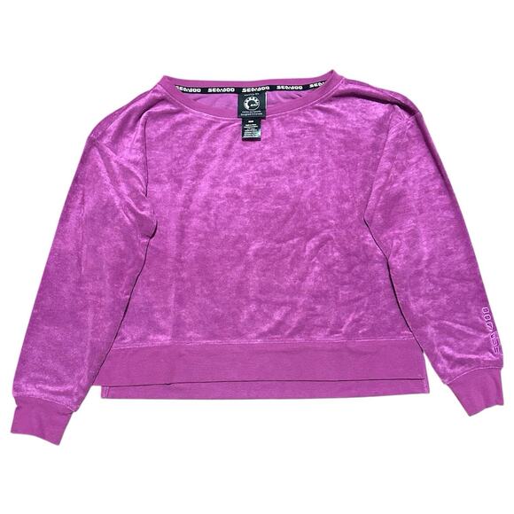 Sea-Doo Women’s M Violet Terry Sweatshirt Pullover Sporty Coastal Loungewear NWT - Picture 2 of 6